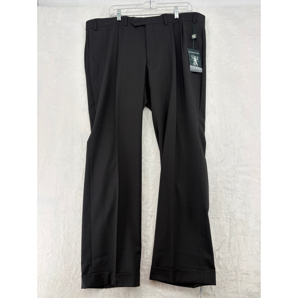 Lauren Ralph Lauren Dress‎ Pants Mens 40x30 Ultraflex Classic Fit Cuffed Black